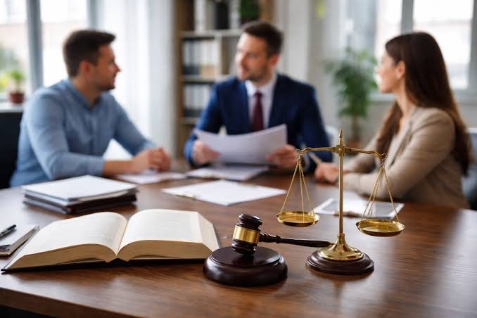 Legal professionals working together